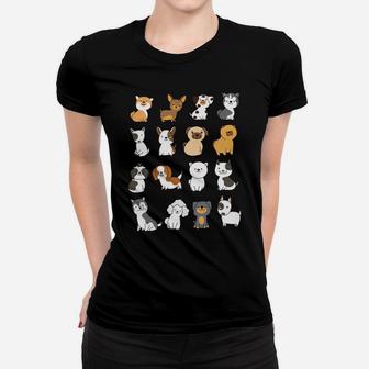 Dog Breeds Pattern Dogs Owner Lover Animal Rescue Puppies Women T-shirt | Crazezy AU