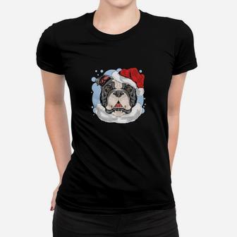 Dog Bulldog Of Santa Women T-shirt - Monsterry