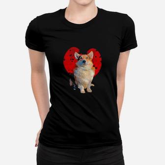 Dog Corgi Lover Clouds Red Heart Funny Dog Lover Valentines Day Gift Dog Lover Women T-shirt - Monsterry DE