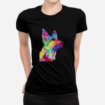 Dog Lover Gifts Colorful Cool German Shepherd Women T-shirt | Crazezy