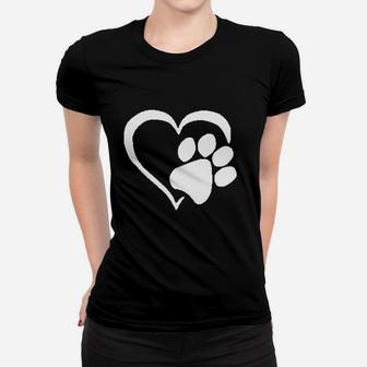 Dog Paw Love Heart Print Women T-shirt | Crazezy