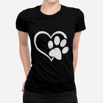 Dog Paw Love Heart Print Women T-shirt | Crazezy