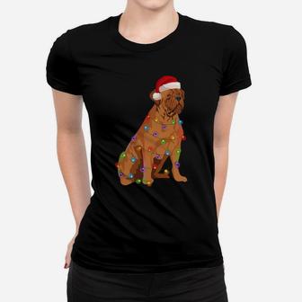 Dogue De Bordeaux French Mastiff Christmas Lights Xmas Dog Sweatshirt Women T-shirt | Crazezy
