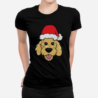 Doodle Dog Christmas Goldendoodle With Santa Hat Women T-shirt | Crazezy DE