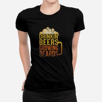 Drinkin Beers Growing Beards Funny Hipster Inspired Women T-shirt | Crazezy