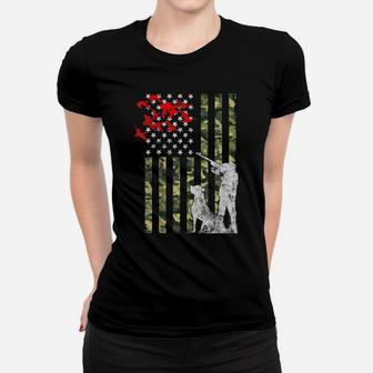 Duck Hunting With Dog Gift American Camouflage Usa Camo Flag Women T-shirt | Crazezy UK