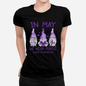 Dy In May We Wear Purple Lupus Awareness Month Cute Gnome Women T-shirt | Crazezy CA
