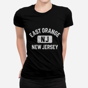 East Orange Nj New Jersey Gym Style Distressed White Print Women T-shirt - Monsterry