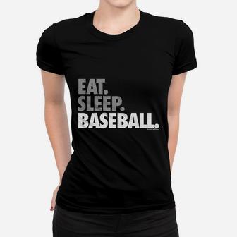 Eat Sleep Baseball Bold Text Youth Women T-shirt | Crazezy