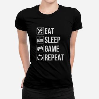Eat Sleep Game Repeat Women T-shirt | Crazezy AU