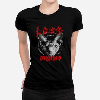 Edgy Gothic Clothing Sphynx Cat Lovers Occult Graphic Women T-shirt | Crazezy UK