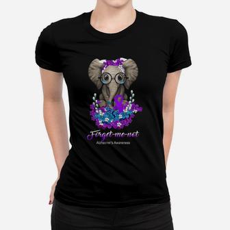 Elephant Forget Me Not Alzheimer's Awareness Flower Women T-shirt | Crazezy UK