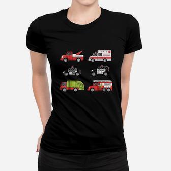 Emergency Vehicles Fire Truck Police Car Ambulance Women T-shirt | Crazezy CA