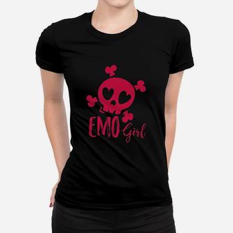 Emo Girl Pink Skull Women T-shirt - Thegiftio