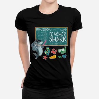 Emotion Face Middle School Teacher Shark Teaching Tshirt Women T-shirt | Crazezy