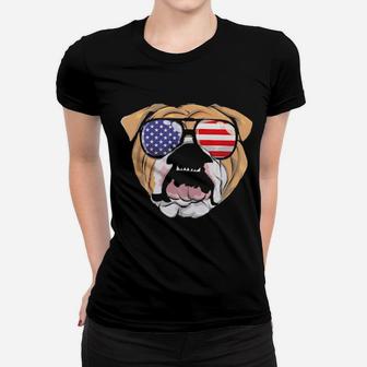 English Bulldog American Sunglass 4Th Of July Usa Boys Men Women T-shirt - Monsterry CA