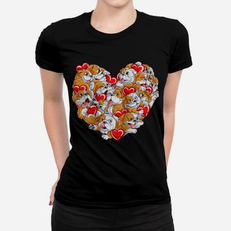 English Bulldog Heart Valentines Day Gifts Men Dog Lover Raglan Baseball Women T-shirt - Monsterry