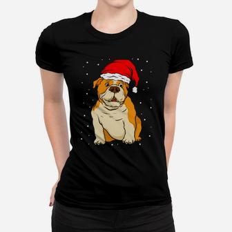 English Bulldog Santa Hat Xmas Dog Women T-shirt - Monsterry UK