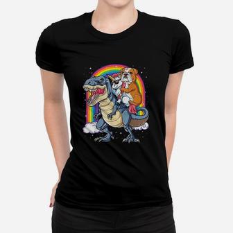 English Bulldog Unicorn Dinosaur Women T-shirt | Crazezy