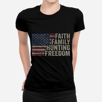Faith Family Hunting Freedom - Vintage Hunter American Flag Women T-shirt | Crazezy AU