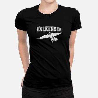 Falkensee Schwarzes Frauen Tshirt mit weißem Adler-Print, Stylisch für Männer - Seseable