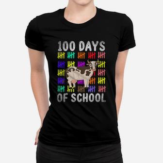 Farm Animal Cow School Celebration 100 Days Of School Women T-shirt | Crazezy
