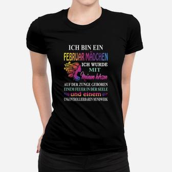 Februar Mädchen Geburtstags-Frauen Tshirt, Spruch mit Drachenmotiv - Seseable