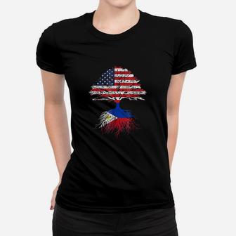 Filipino Roots American Grown Philippines Flag Women T-shirt | Crazezy