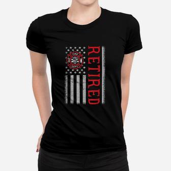 Firefighter American Flag Retired Women T-shirt | Crazezy CA