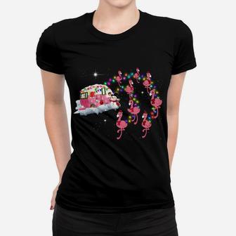 Flamingo Camper Christmas Santa T Shirt Gift For Glamping Sweatshirt Women T-shirt | Crazezy DE