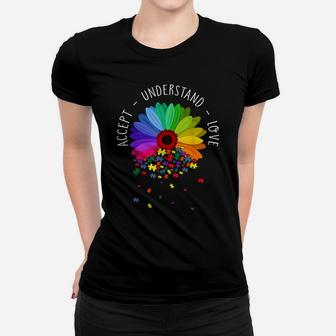 Floral Autism Awareness Daisy Flower Autism Mom Support Women T-shirt | Crazezy