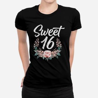 Floral Sweet Sixteen 16Th Birthday Flower Sweet 16 Women T-shirt | Crazezy DE
