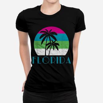 Florida Vacation Vintage Retro Sun And Palm Tree Women T-shirt | Crazezy