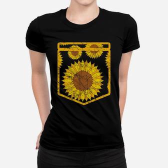 Florist Floral Cute Yellow Flower Pocket Sunflower Women T-shirt | Crazezy