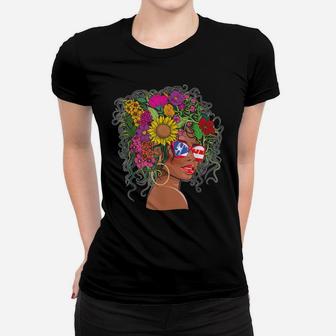 Flower Afro Hair Puerto Rico Shirt Women Black Melanin Queen Women T-shirt | Crazezy UK
