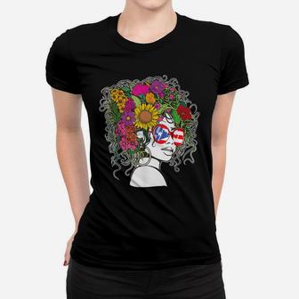 Flower Afro Hair Puerto Rico Shirt Women Black Melanin Queen Women T-shirt | Crazezy