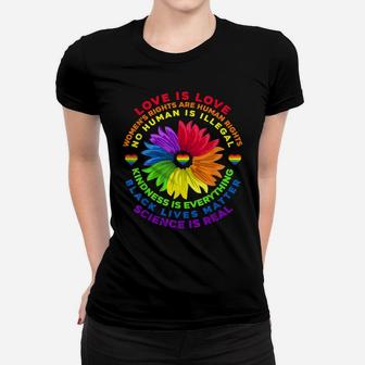 Flower Rainbow Human Black Lives Rights Science Lgbt Pride Women T-shirt | Crazezy