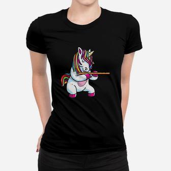Flute Gift Teen Girls Marching Band Flutist Unicorn Women T-shirt | Crazezy