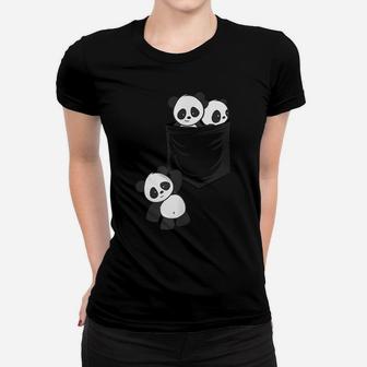 For Panda Lovers Cute Kawaii Baby Pandas In Pocket Women T-shirt | Crazezy AU