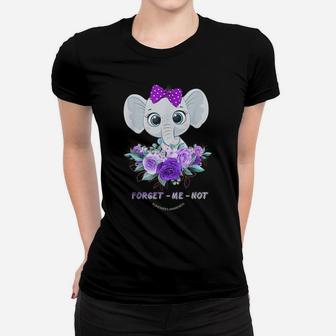 Forget Me Not Alzheimer's Awareness Elephant Flower Women T-shirt | Crazezy DE