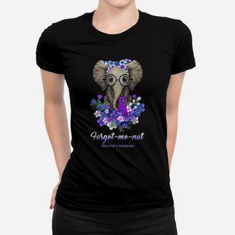 Forget Me Not Alzheimer's Awareness Elephant Flower Women T-shirt | Crazezy