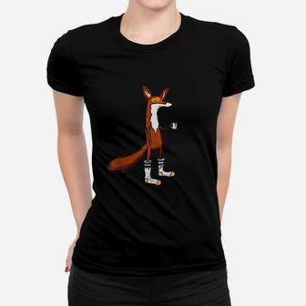 Fox Drinking Coffee Wearing Tube Socks Women T-shirt | Crazezy