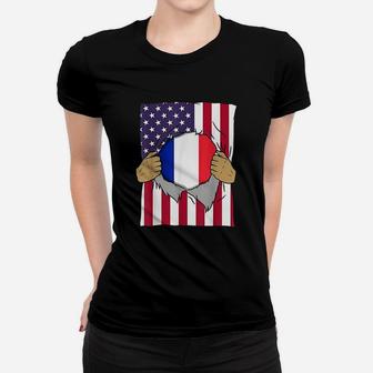 France Flag Blood Inside Me Women T-shirt | Crazezy