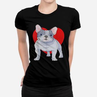 French Bulldog Dog Heart Valentine Day Decor Women T-shirt - Monsterry AU