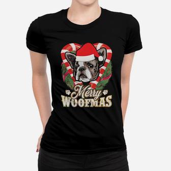 French Bulldog Merry Woofmas Frenchie Santa Dog Women T-shirt - Monsterry