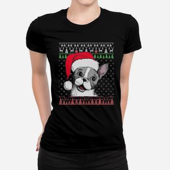 French Bulldog Santa Dog Santa Hat Women T-shirt - Monsterry CA