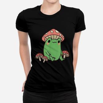 Frog With Mushroom Hat Women T-shirt | Crazezy