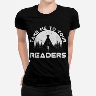 Funny Alien Reading English Teacher Library Space Gift Women T-shirt | Crazezy