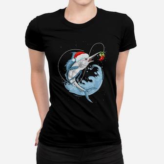 Funny Bass Fishing Santa Hat Women T-shirt - Monsterry