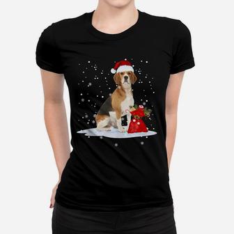 Funny Beagle Christmas Santa Hat Animal Gift Kids Women T-shirt | Crazezy